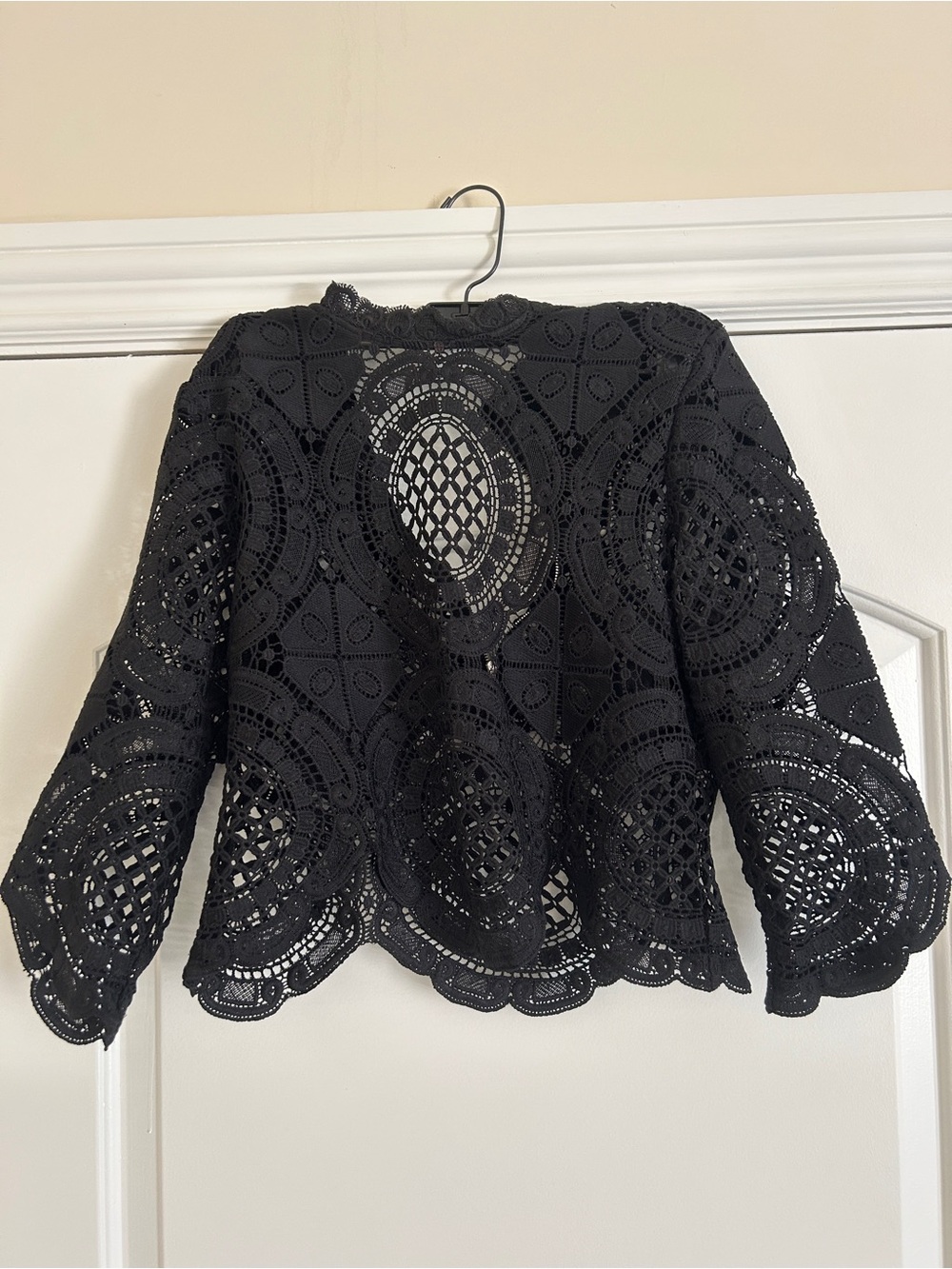 Forever 21 Black Crochet Lace Peplum Top